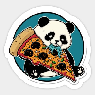 Cute Lovely Panda Eats Pizza Sticker